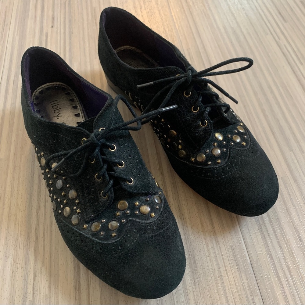 Libby. Edelman Lace-Ups in Black w Bronze Accents Size 6 EUC